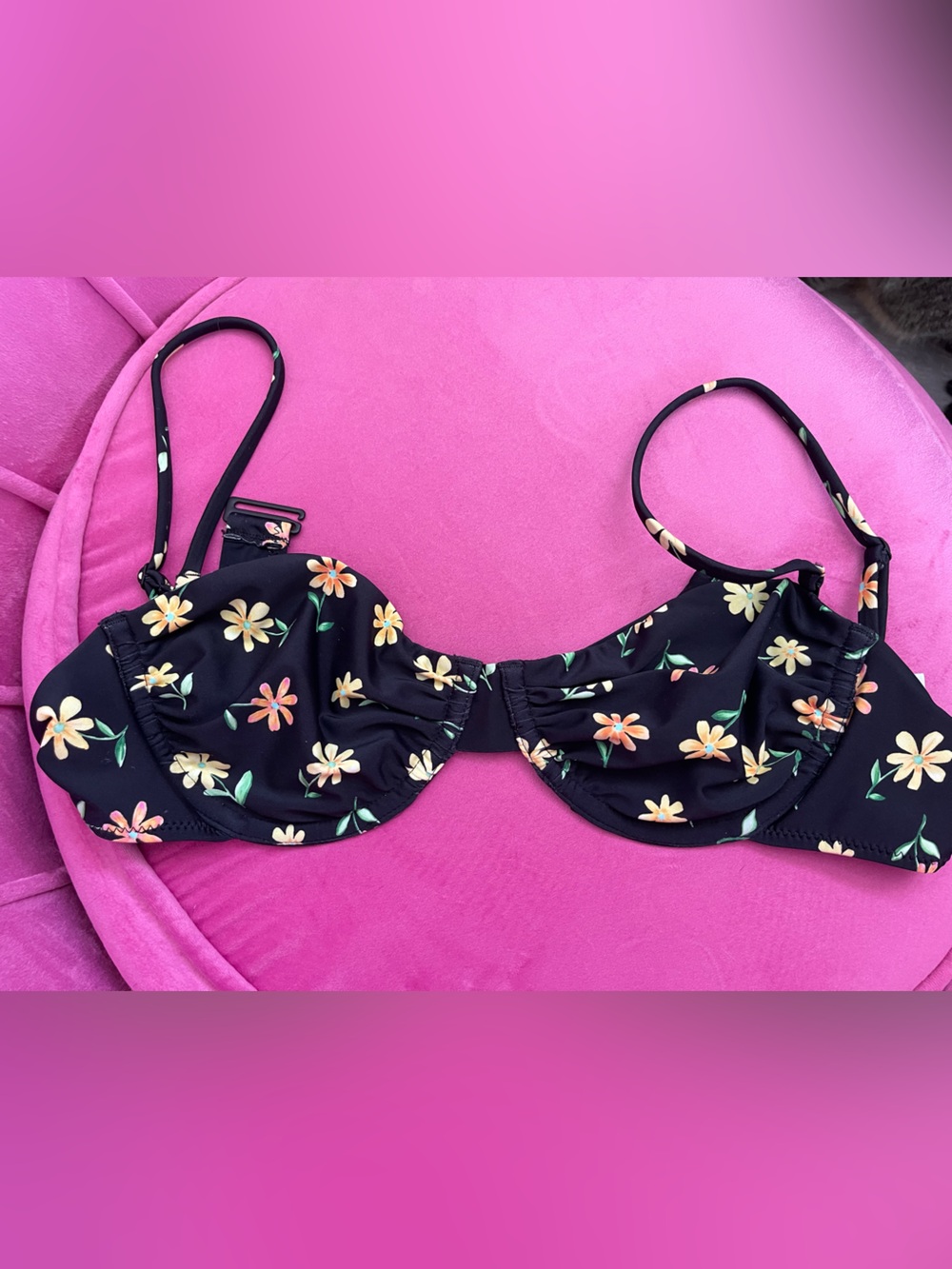 PacSun Black Floral Underwire Bikini Top